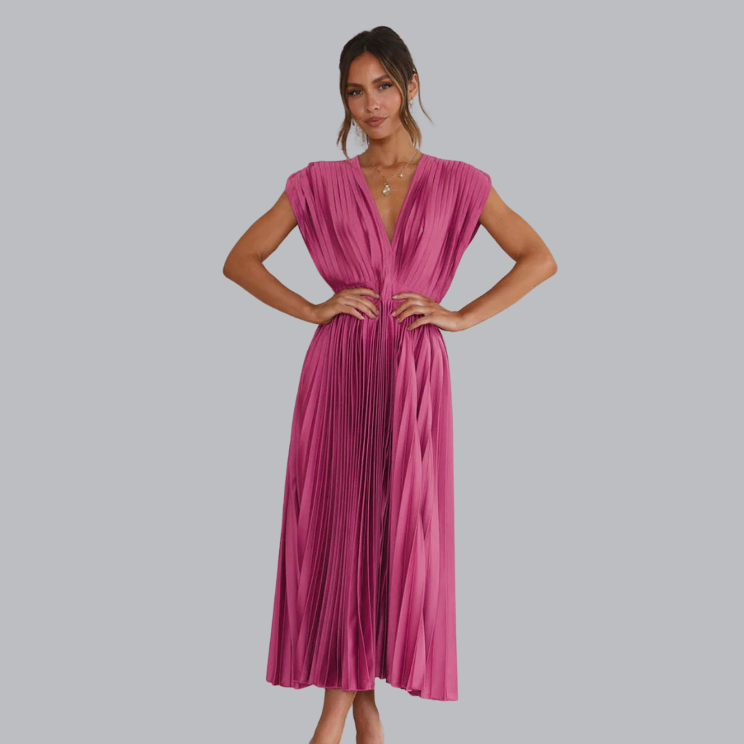 Engelmara™ | Elegantes Plisseekleid mit V-Ausschnitt